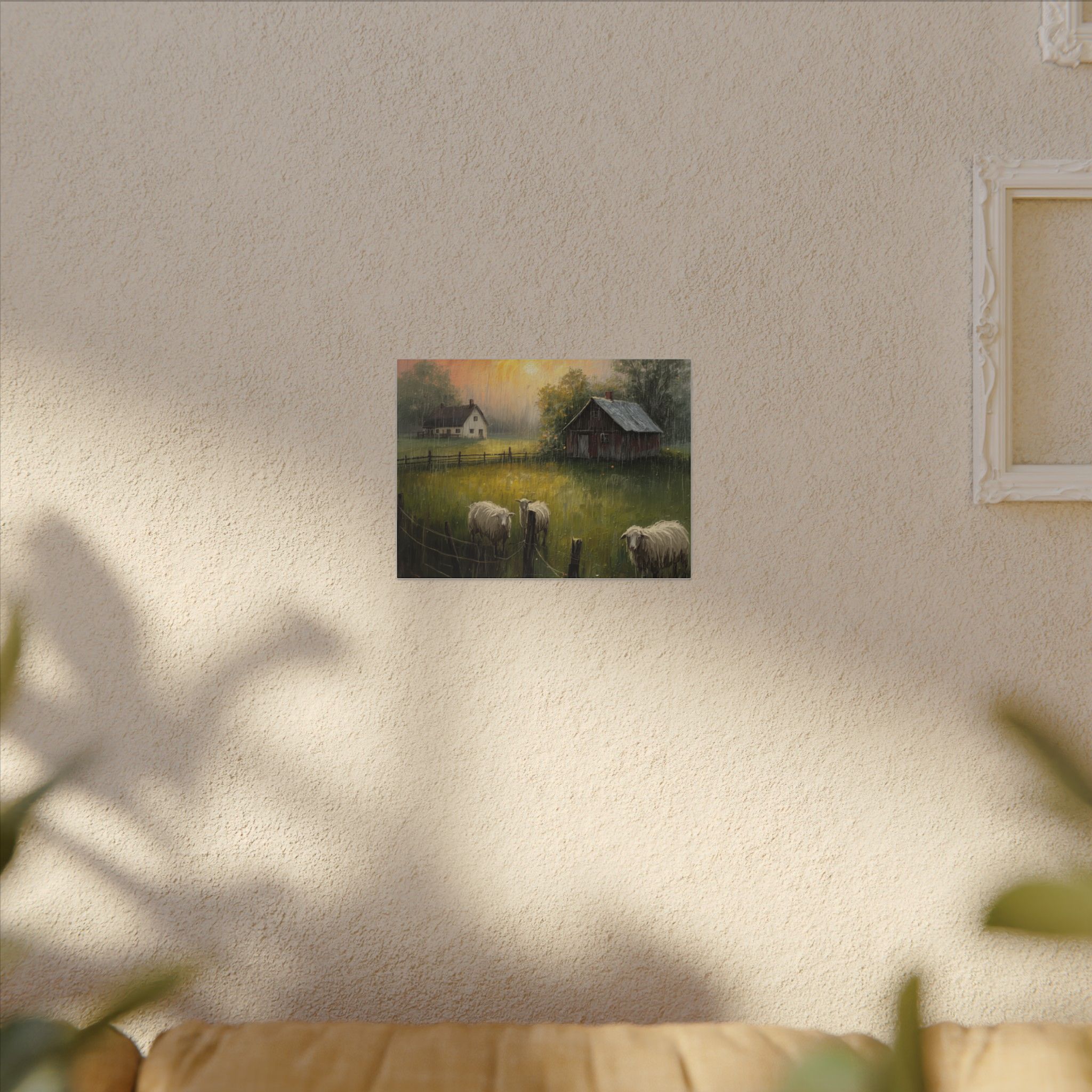 Impressionist, Farmhouse Sheep Pasture Landscape, Matte Canvas 12x9" - Image 3