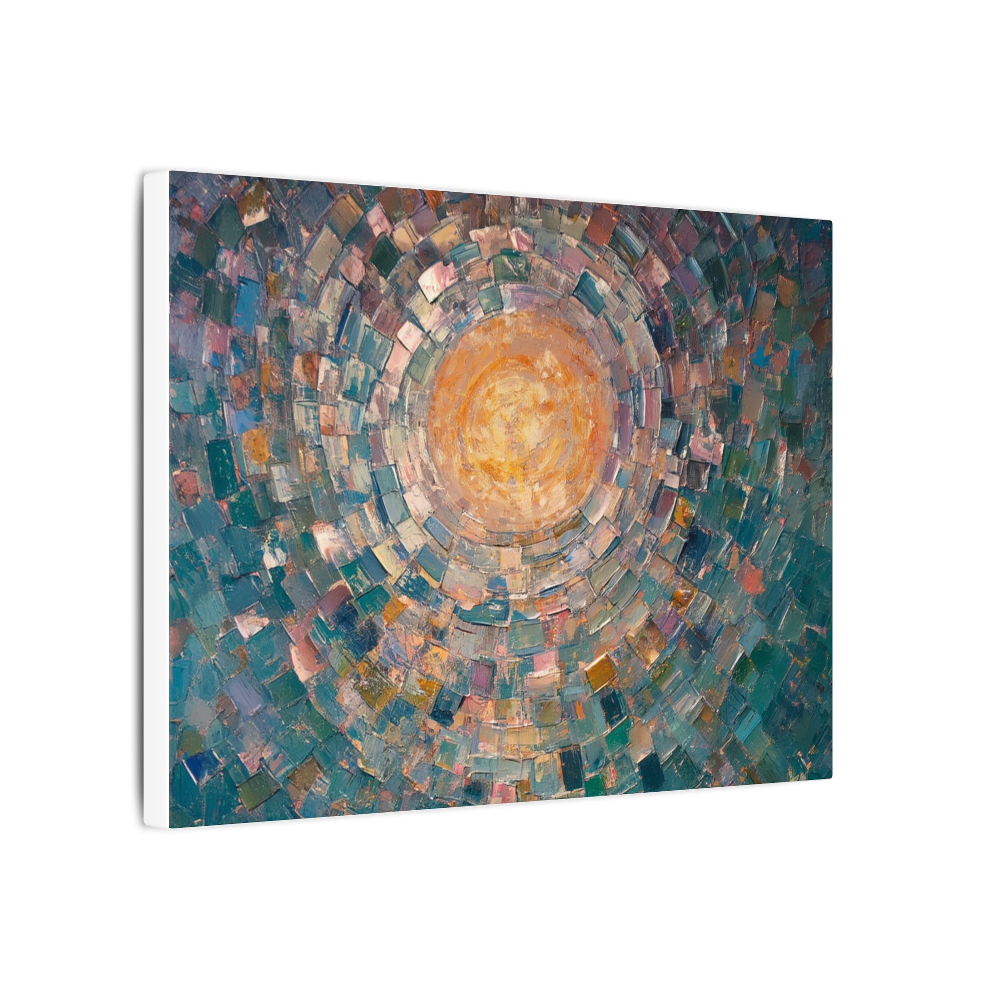 Gold teal and indigo abstract matte canvas