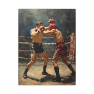 Vintage boxing match canvas artwork