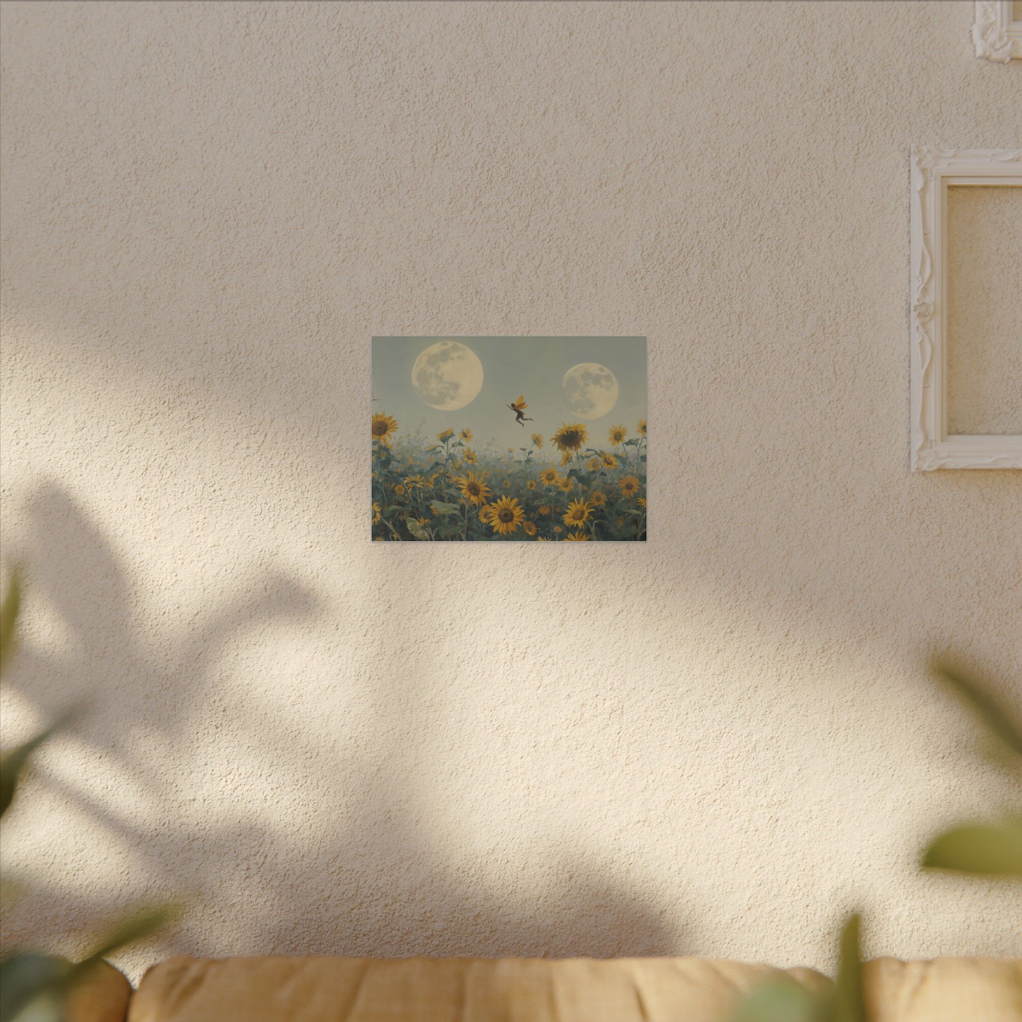 Impressionist, Double Moon Sunflower Field Fairyland, Matte Canvas 12x9" - Image 3