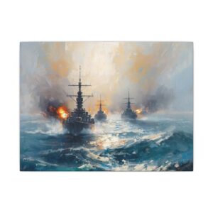 Stormy warship seascape canvas artwork