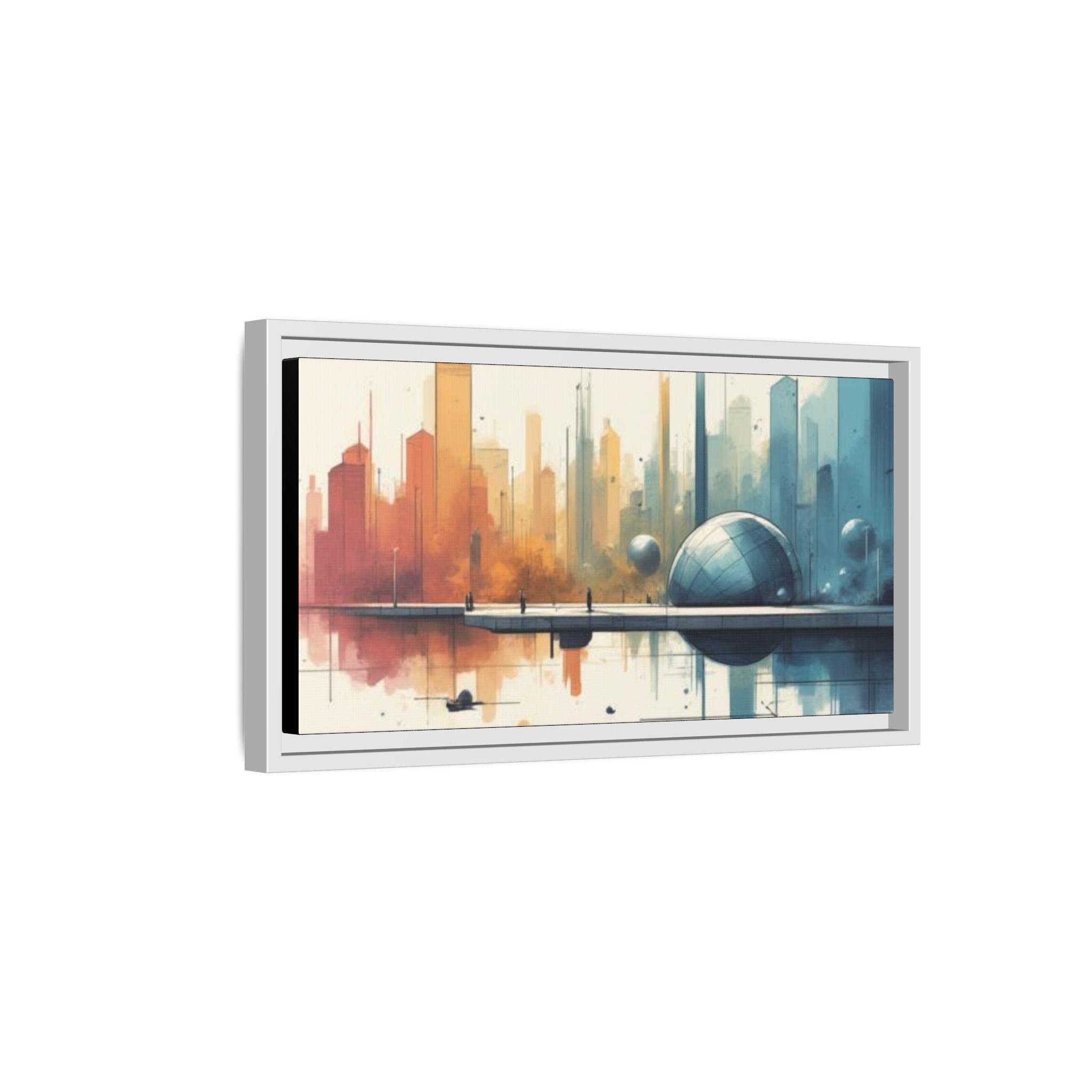 Futuristic Cityscape Matte Framed Canvas Print – 20x10" - Image 9