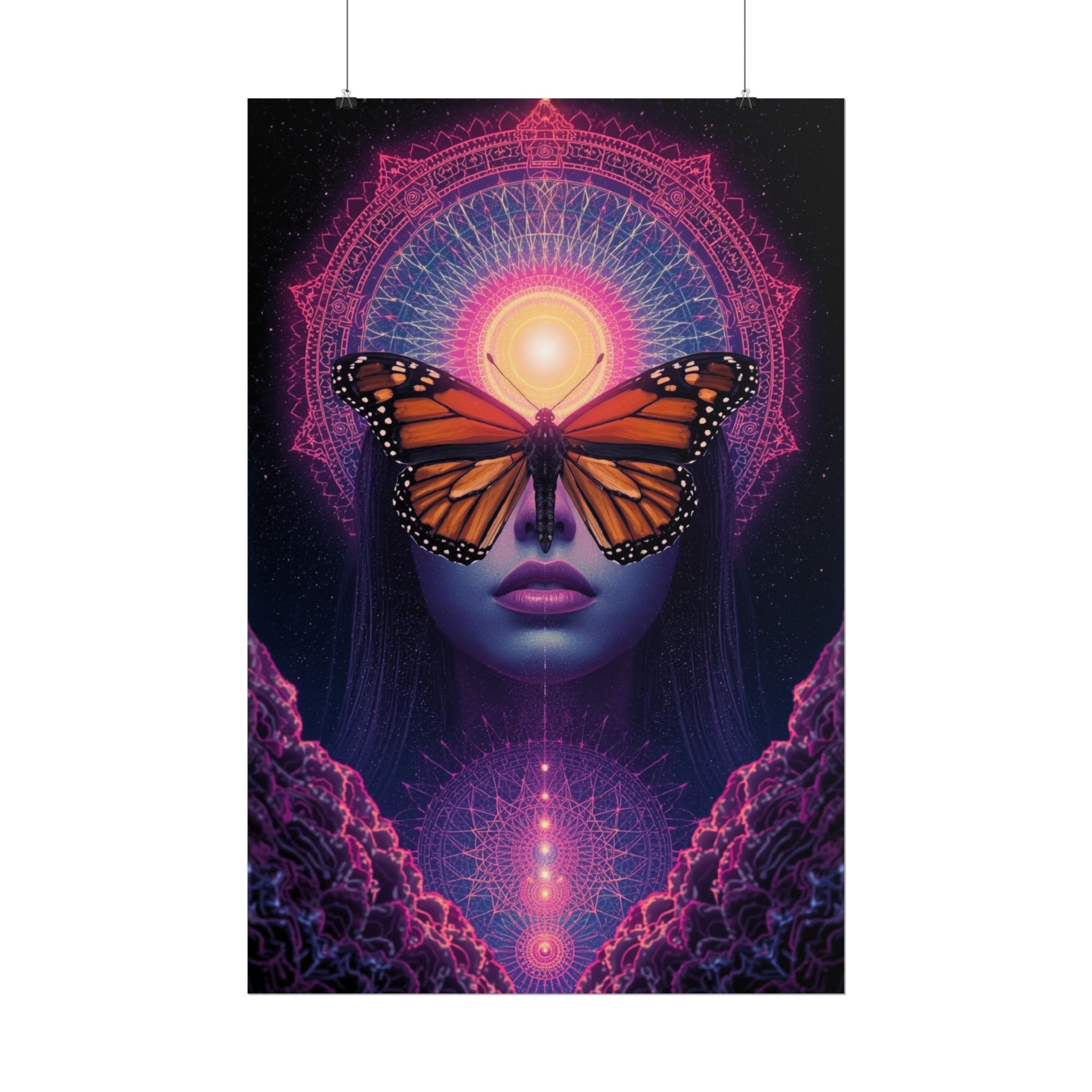 Psychedelic Monarch Butterfly Rolled Poster — Visionary Woman Spiritual Wall Art - Image 2