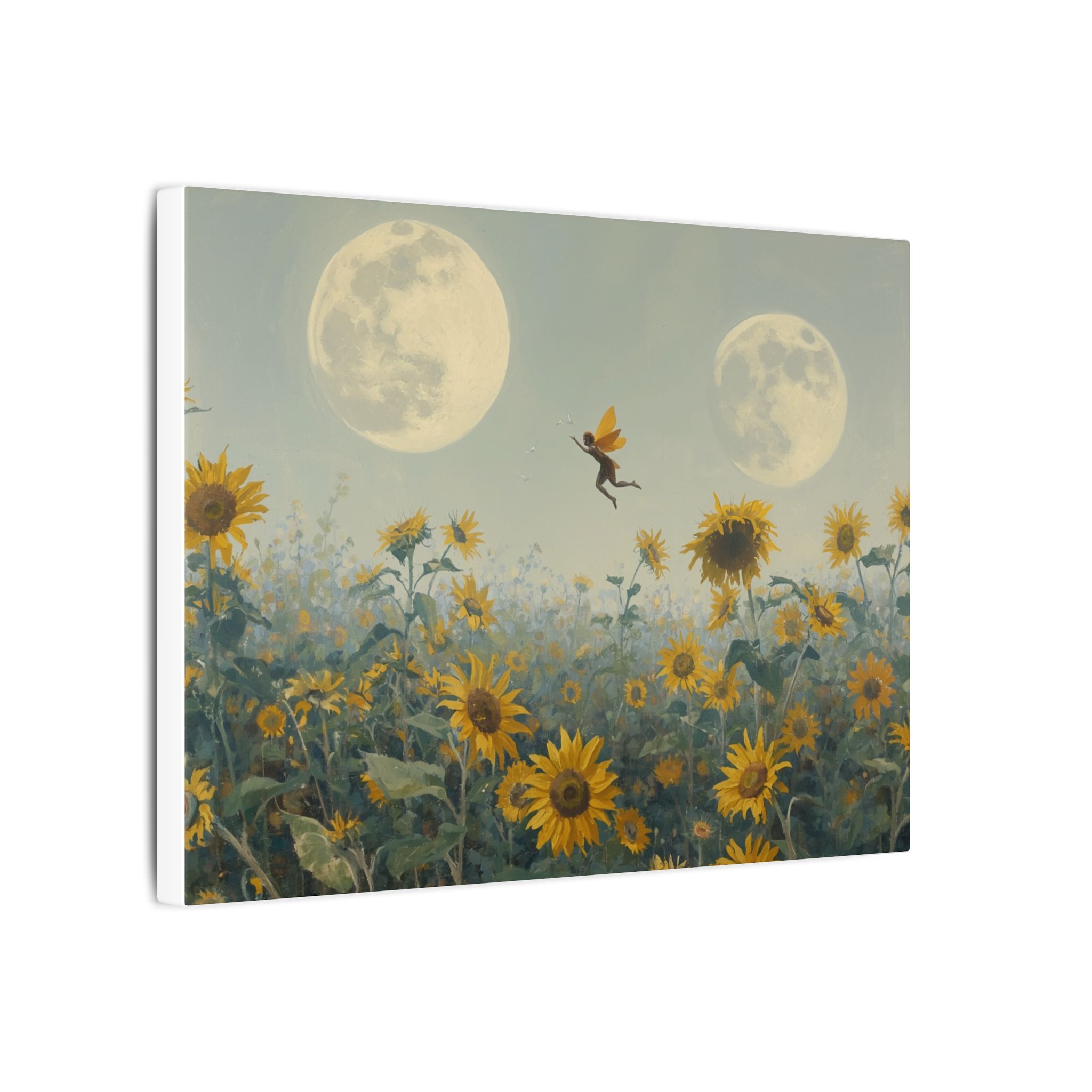 Impressionist, Double Moon Sunflower Field Fairyland, Matte Canvas 12x9" - Image 2