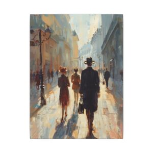 Vintage city stroll canvas artwork