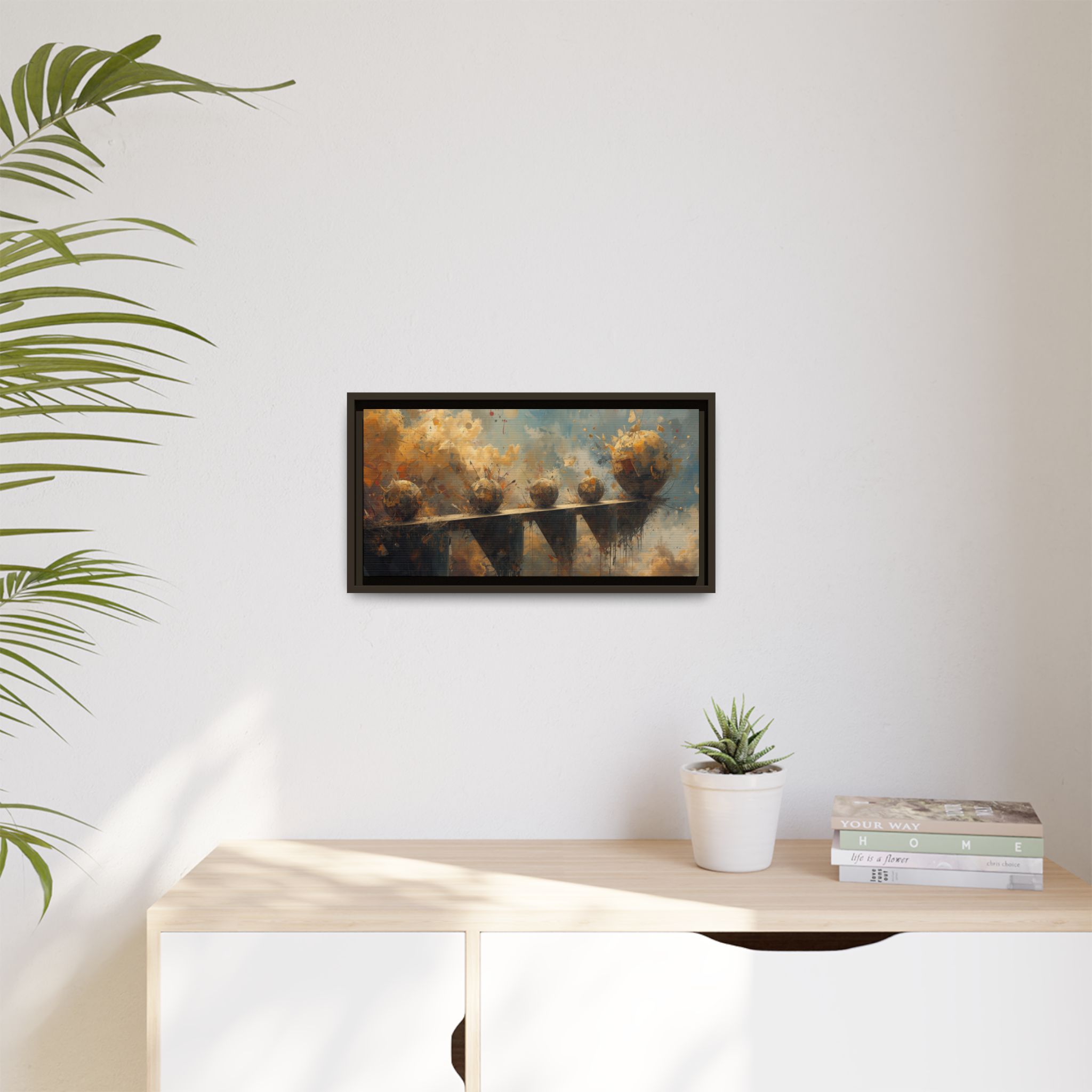 Framed Abstract Landscape Canvas Print — Warm Gold & Blue Wall Art - Image 15