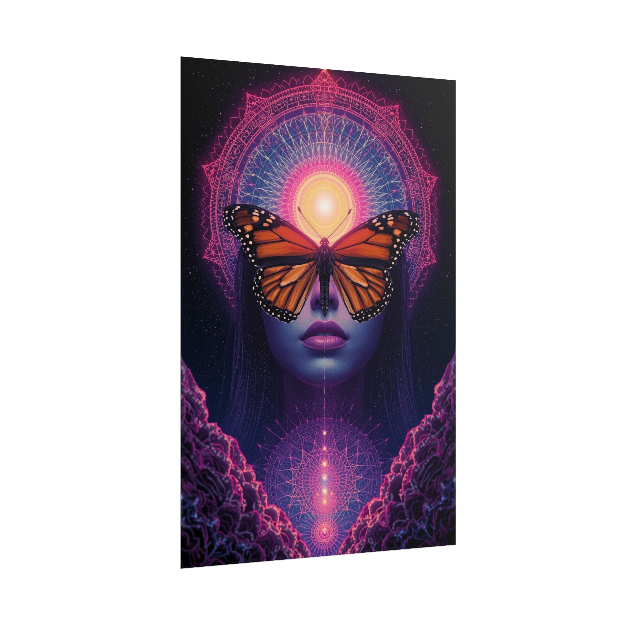Psychedelic Monarch Butterfly Rolled Poster — Visionary Woman Spiritual Wall Art - Image 3