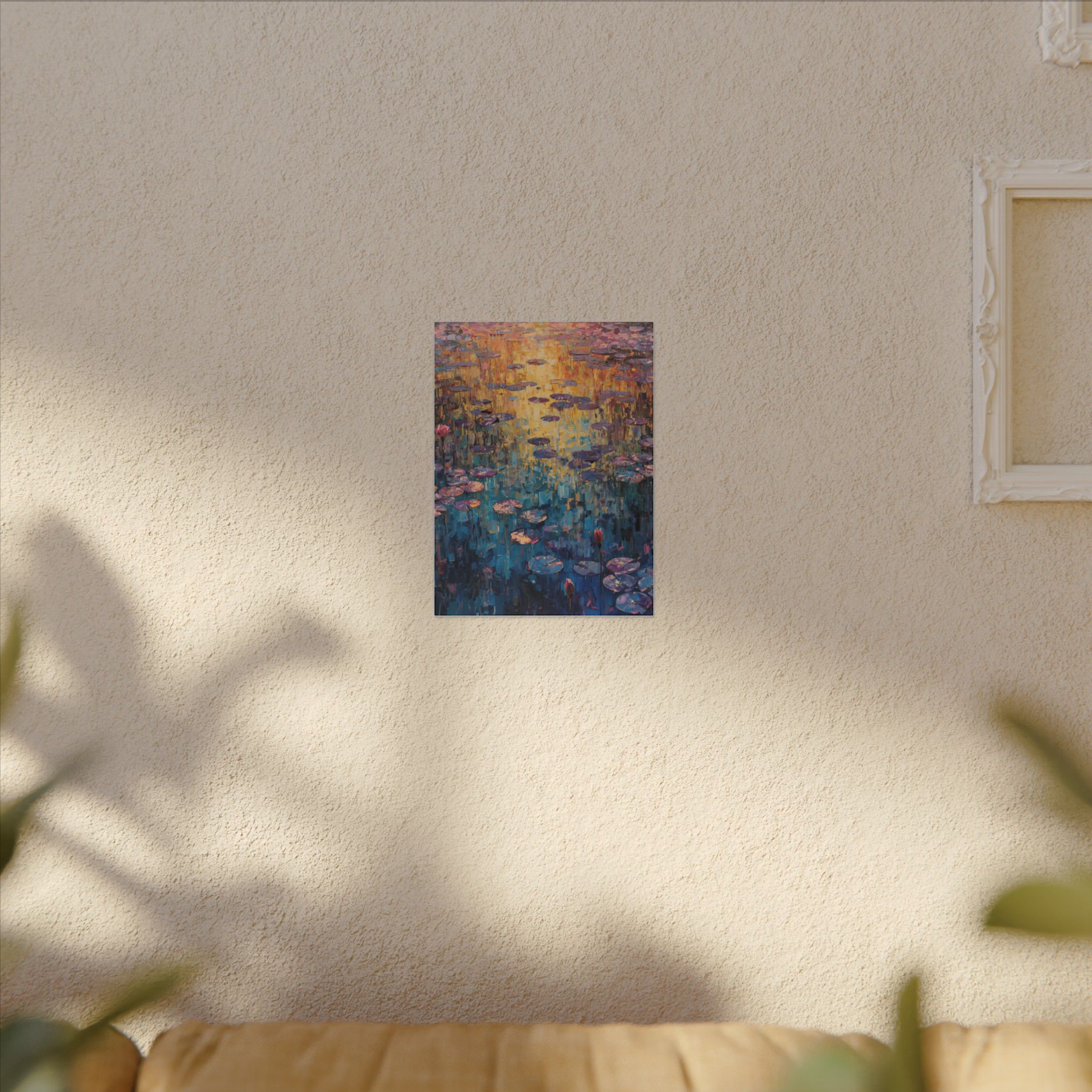 Teal indigo water lily wall art