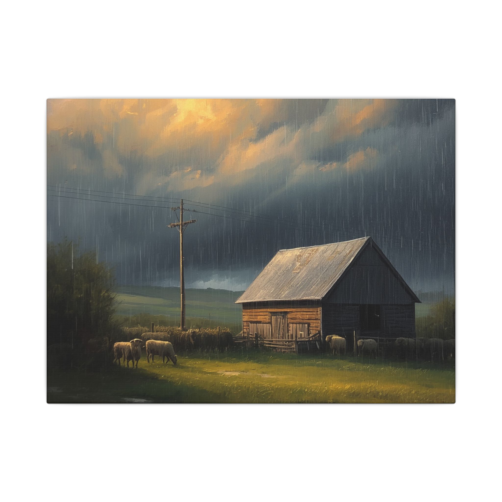 Impressionist, Stormy Evening Farm, Matte Canvas 12x9"