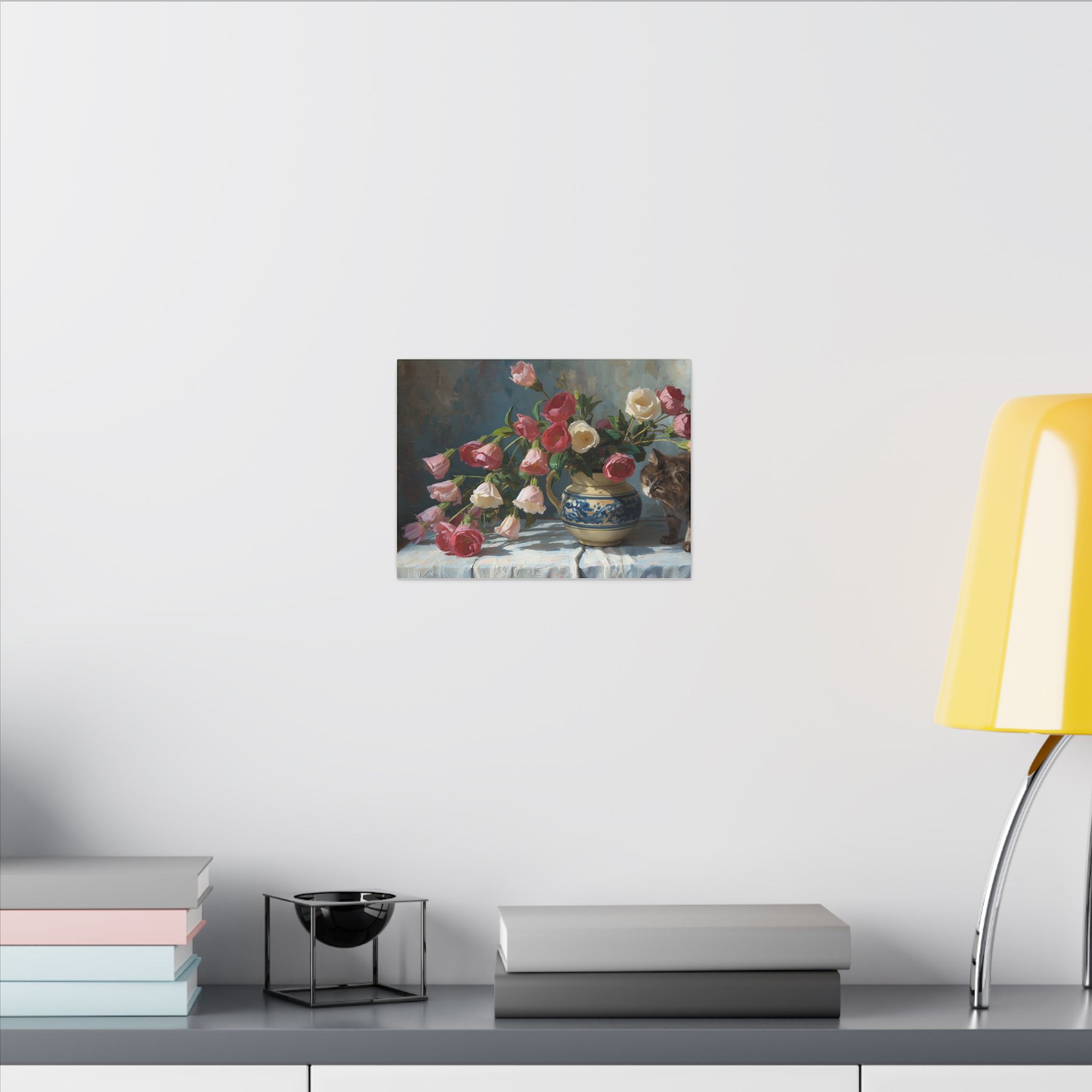 Impressionist, Vintage Rose Bouquet Still Life, Matte Canvas 12x9" - Image 4