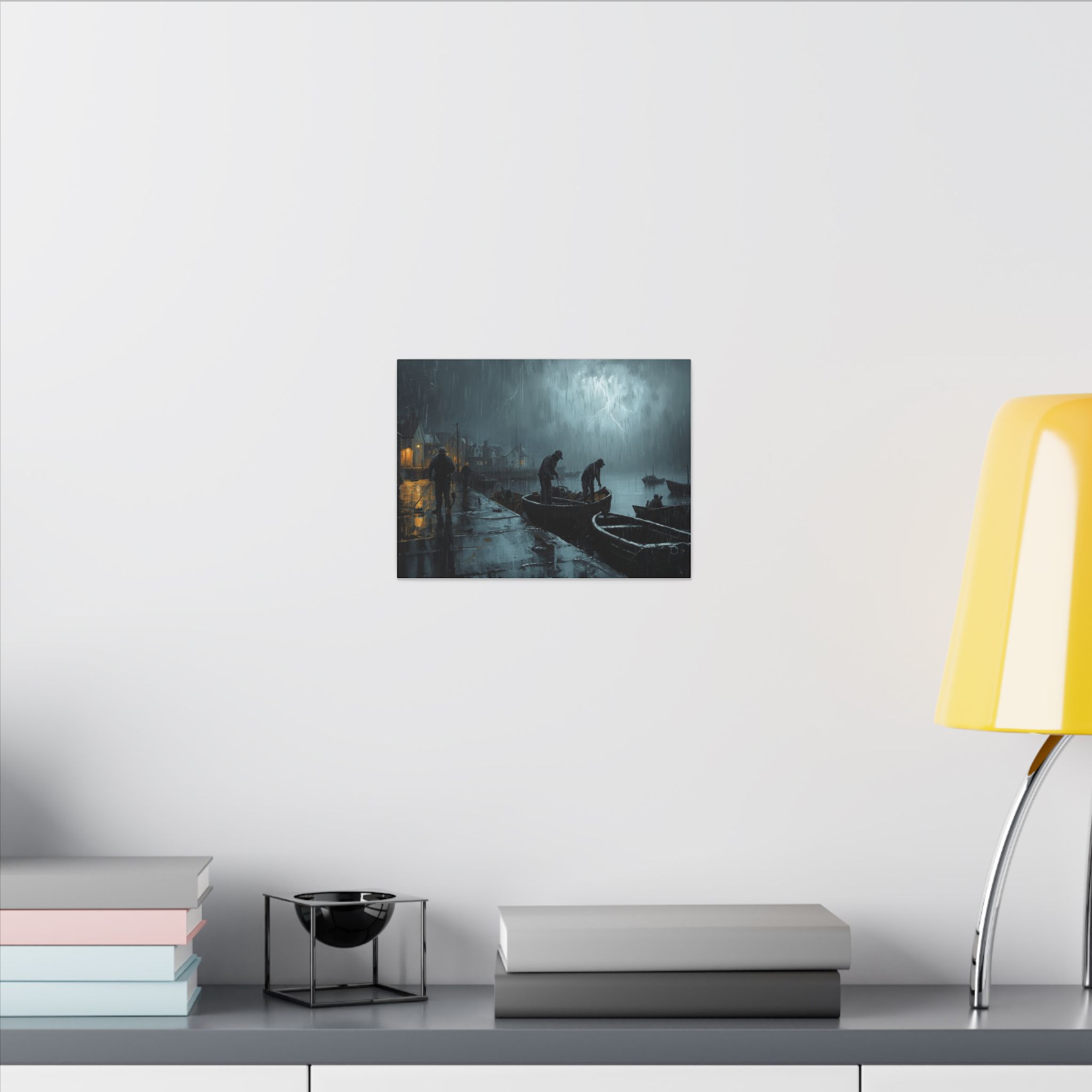 Impressionist, Rainy Harbor at Night, Matte Canvas 12x9" - Image 4