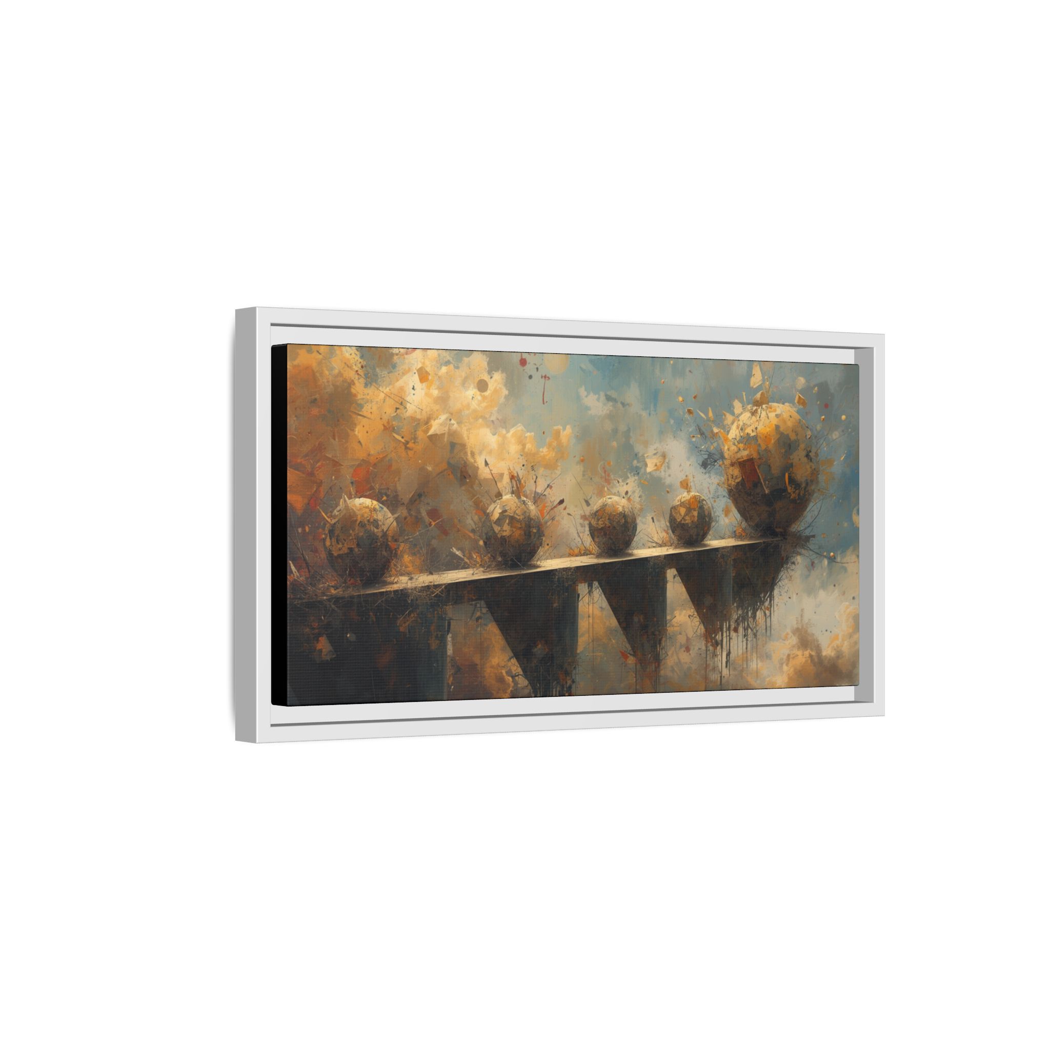 Framed Abstract Landscape Canvas Print — Warm Gold & Blue Wall Art - Image 6