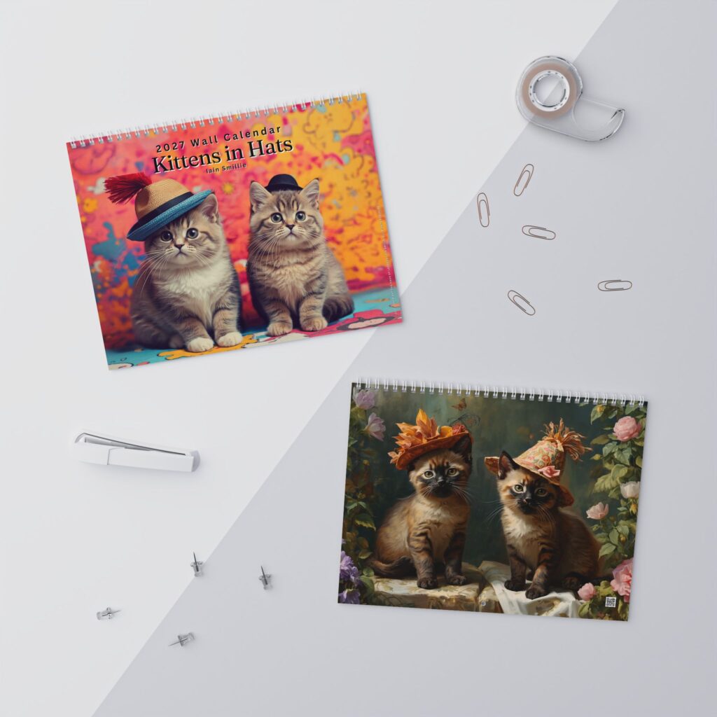 2027 Kitten's in Hats - Wall Calendar – Whimsical Feline Art Calendar