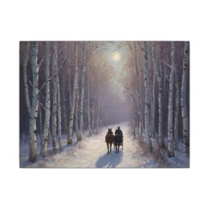 Moonlit winter sleigh canvas artwork