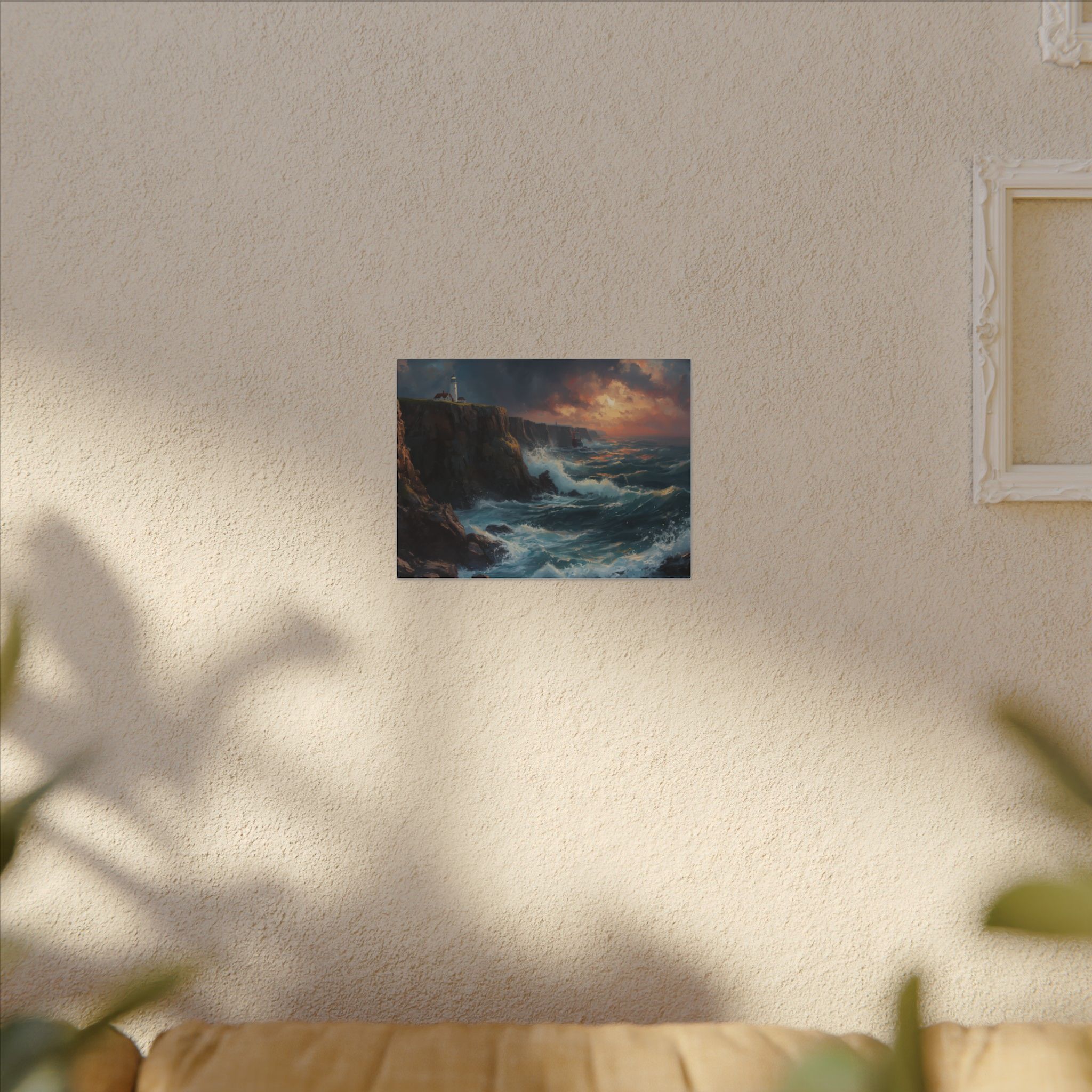 Impressionist, Coastal Lighthouse Storm, Matte Canvas 12x9" - Image 3
