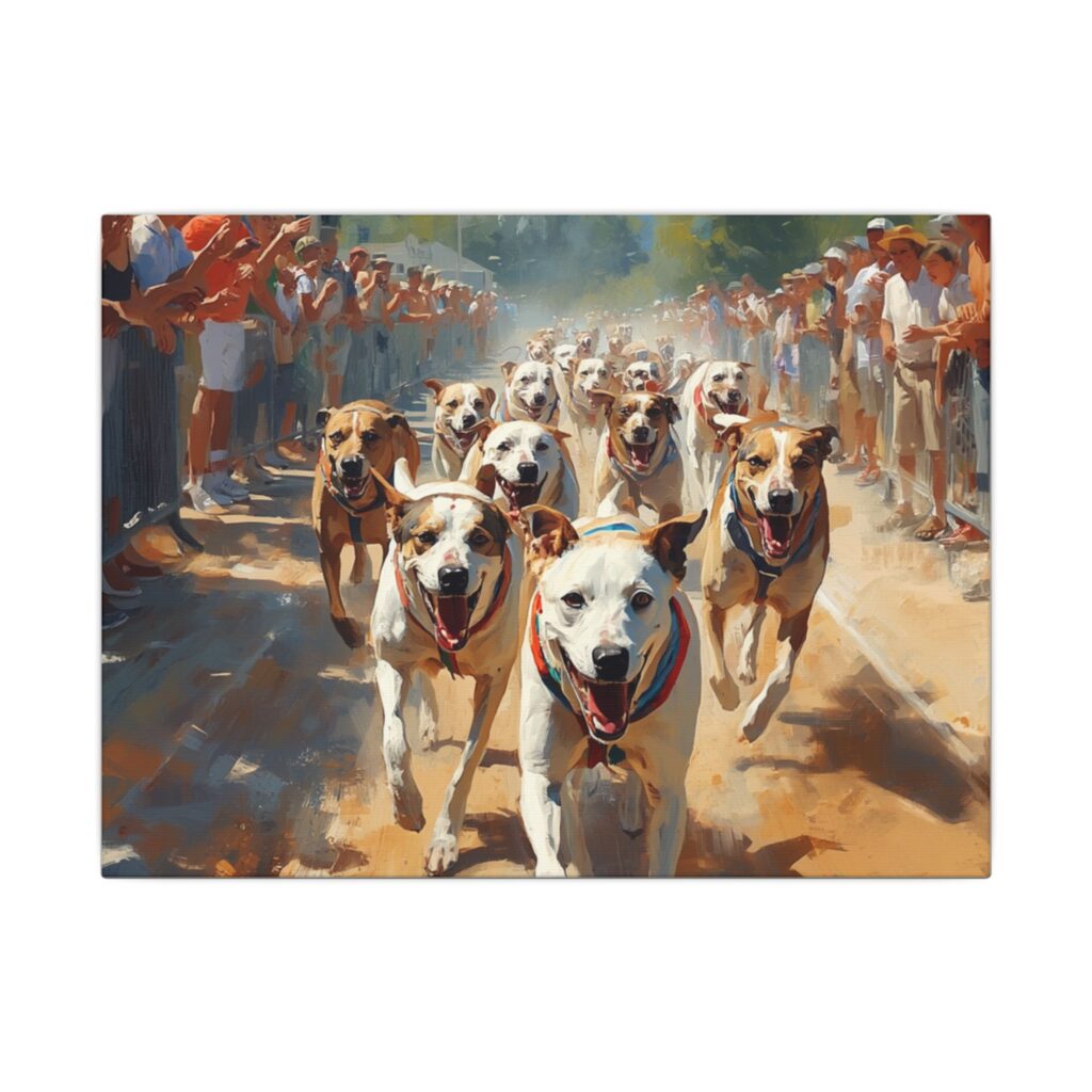 Impressionist, Dog's Racing, Matte Canvas 12x9"
