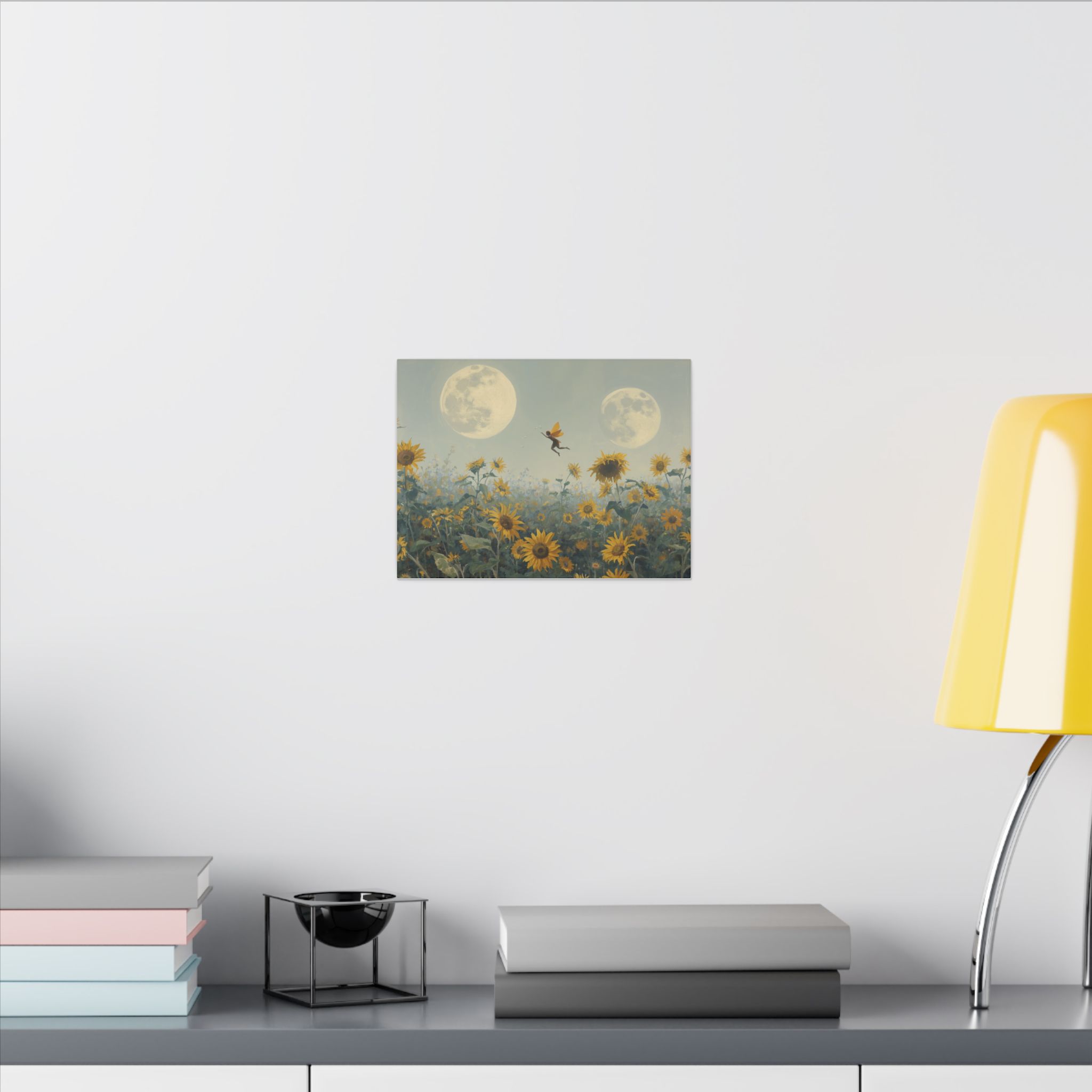 Impressionist, Double Moon Sunflower Field Fairyland, Matte Canvas 12x9" - Image 4