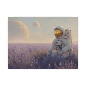 Astronaut in lavender field canvas artwork