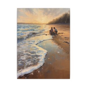 Romantic sunset beach canvas artwork