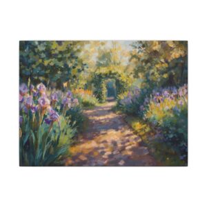 Sunlit garden path canvas artwork