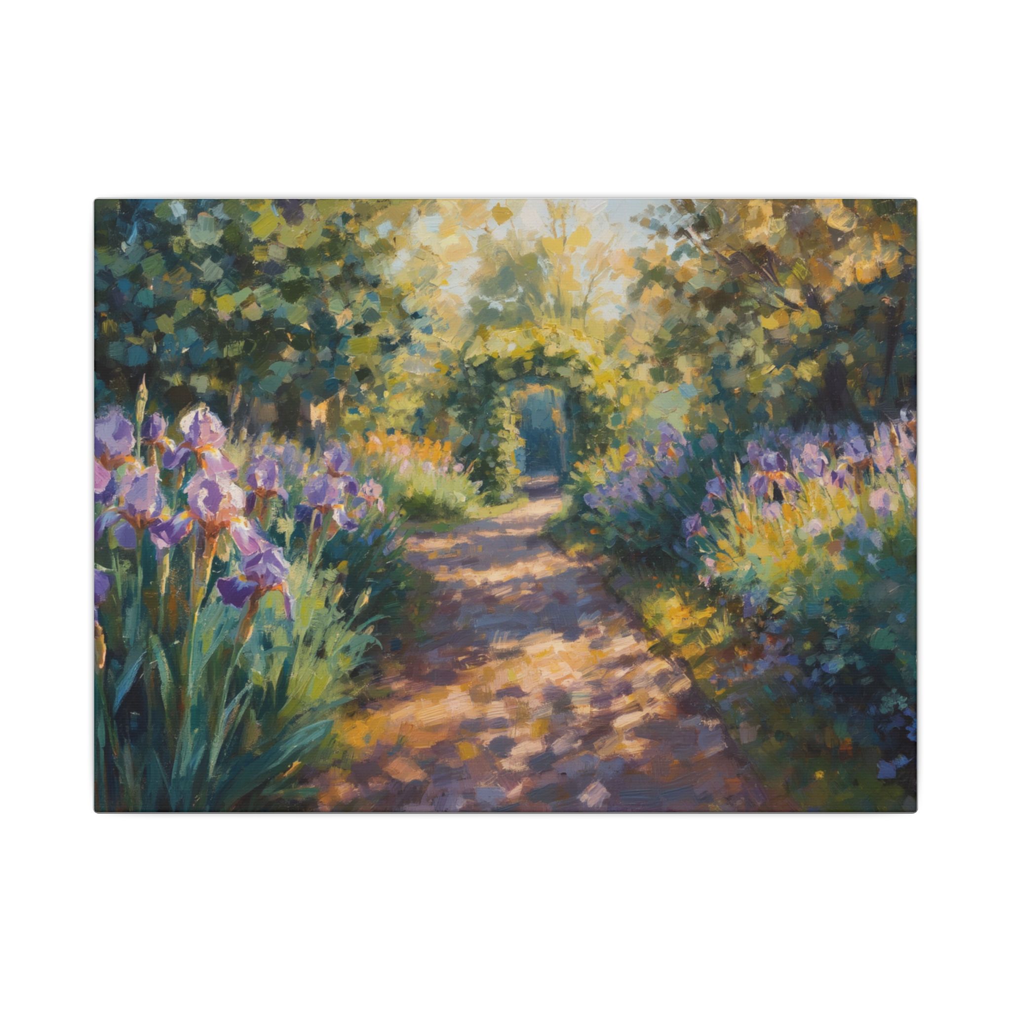 Sunlit garden path canvas artwork